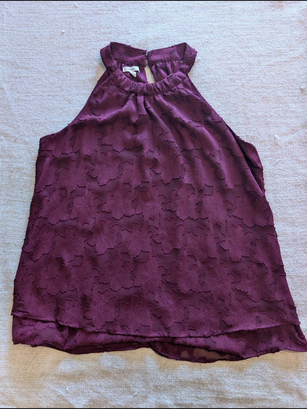 Maurices Plum Floral Textured Halter Tank